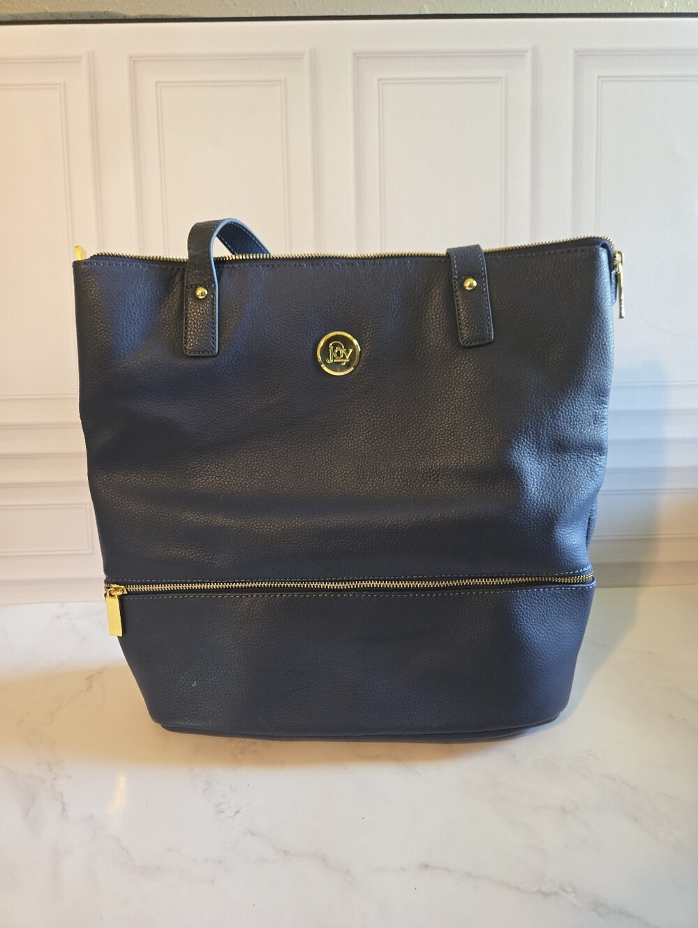 Joy Mangano Double Decker Leather Tote Bag